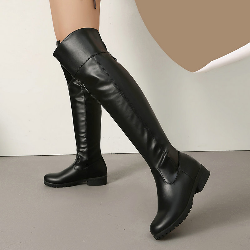 Riding Boot Short - Punk Gotik Yumuşak PU Deri Alçak