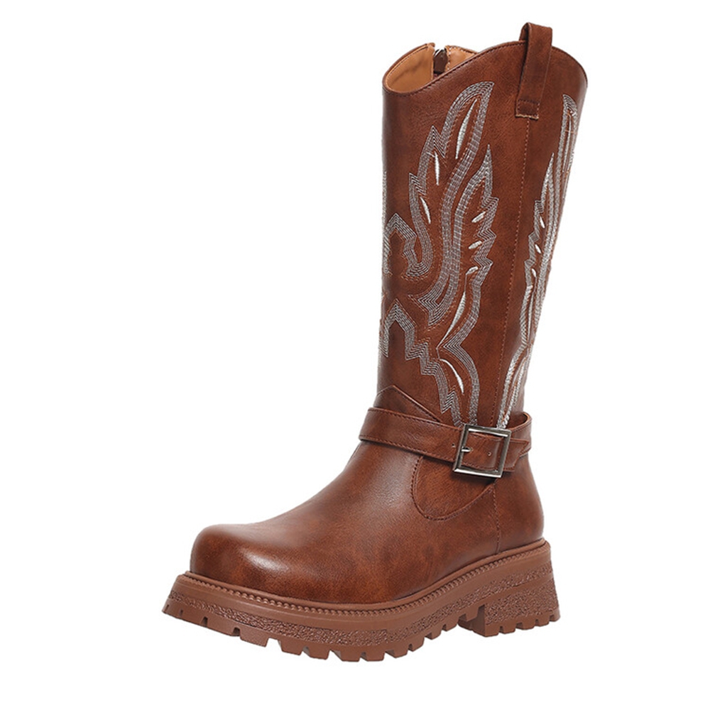 Riding Boot Short - Kadın Diz Yüksek Çizmeler Kalın Topuk